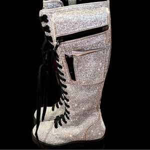 Dolls Kill Silver Combat Boots